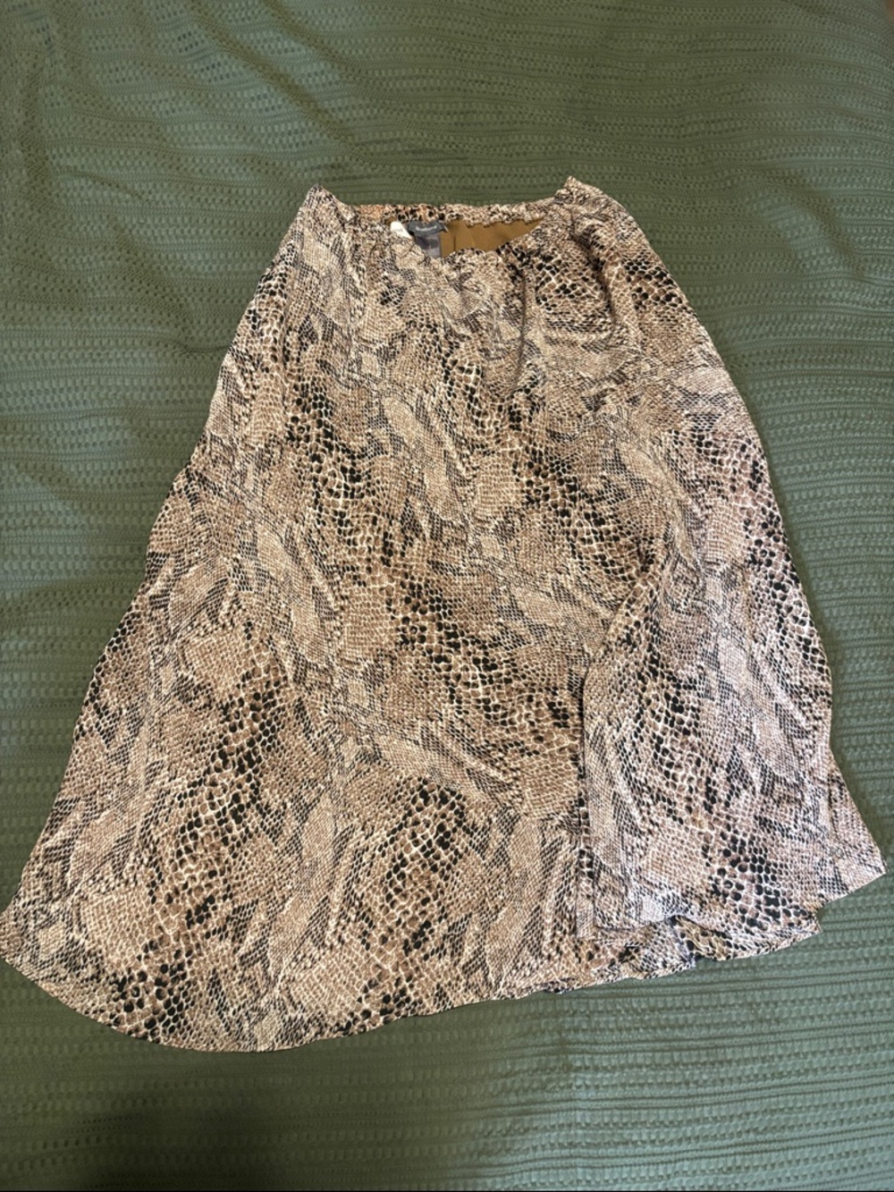 Liz Claiborne Snake-Print A-Line Skirt in Beige and Black